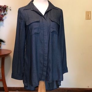 Denim blue tunic top long sleeve Cato top